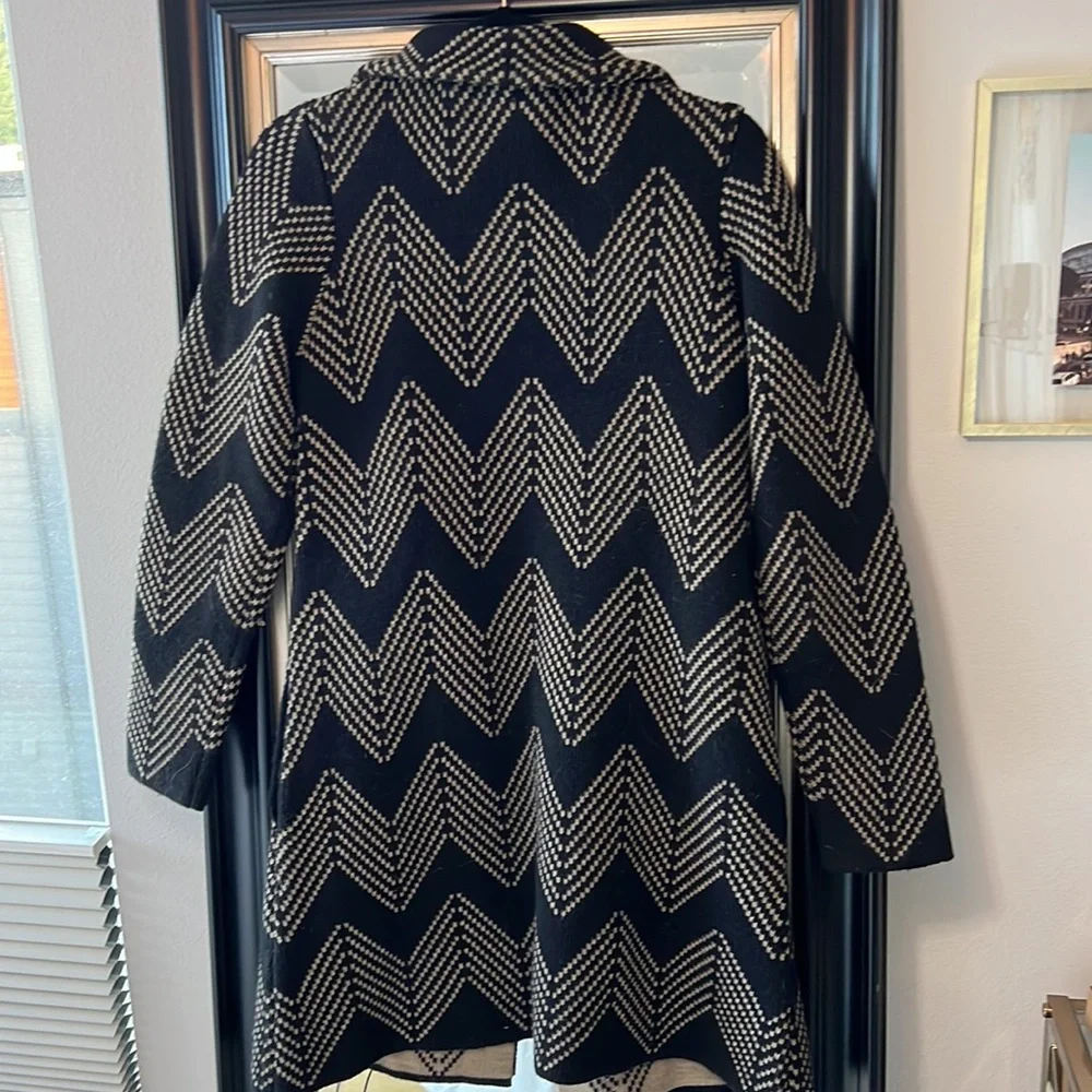 Gio&Gio sweater jacket | black and Tan | size: Small | collar and buttons up - Picture 6 of 9